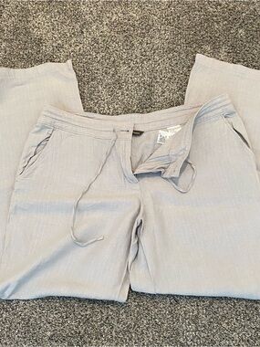 Tommy Bahama sz xl Light Gray Wide-Leg Linen Blend Pants w/ silver great cond.